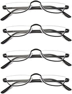 Half Frame Reading Glasses, Half Metal Moon Readers for Women Men 4 Pairs 2.50