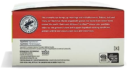 365 by Whole Foods Market, Organic Black Tea, Single-Serve Tea Bags, 70 Count