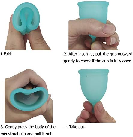 Croing 4pcs Menstrual Cup with 1 pc Sterilize Cup,Menstrual Cup Holder, Storing Period Cup(Blue and White)