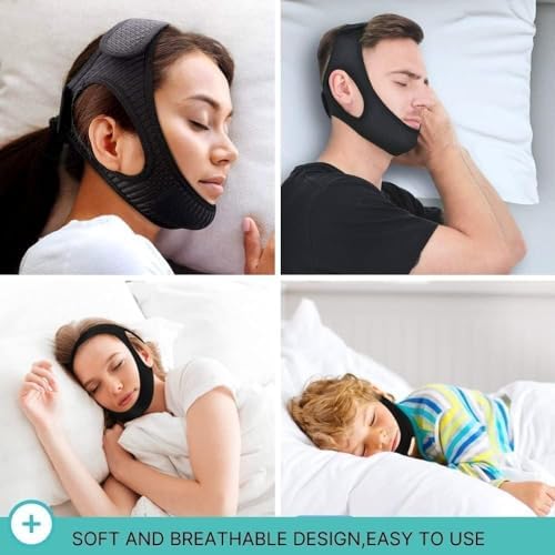 Anti Snoring Device Anti-Slip Adjustable Anti Snoring Chin Strap,Snoring Reduction Stop Snoring Device Snoring Solution,Professional Effective Anti Dry Mouth Chin Strap Stop Noise Snoring Strap