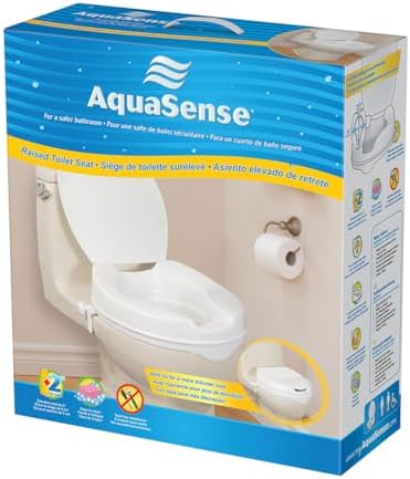 AquaSense Raised Toilet Seat with Lid, White, 2.5 Inches