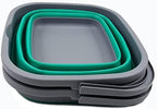 SAMMART 10L (2.6 Gallon) Collapsible Rectangular Handy Bucket (Dark Grey/Bluish-Green (Set of 2))
