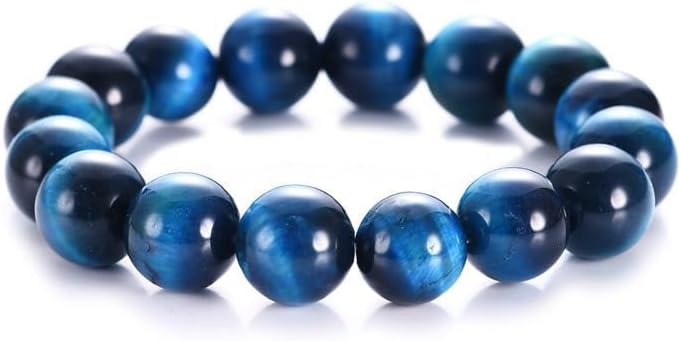 Natural Tiger Eye Bracelet Stress Relief Elastic Yoga Agate Beads Bracelet Bangle for Men Women
