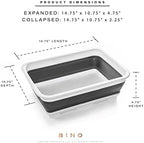 BINO Collapsible Wash Basin - White | Portable Dish Tub | Kitchen | Camping | Sink | Home Essentials | Baby Travel | Folding Dish Pan for Maximum Space Saving