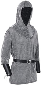 Medieval Knight Costume Men Fake Chainmail Shirt Tunic With Bracers Belt Viking Ren Faire Templar Crusader Cosplay
