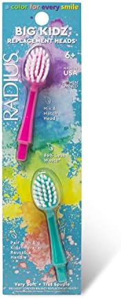RADIUS Big Kidz Forever Brush Replaceable Heads for Children, 6 Years and Up, BPA Free ADA Accepted for Growing Teeth and Gums, 2 Heads - Extra Soft