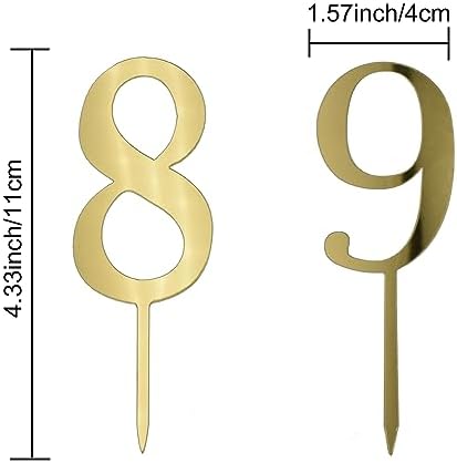 0-9 Number For Cake Topper, 20 Pcs Shiny Gold Acrylic Number Cake Toppers for Birthday Party Wedding Anniversary