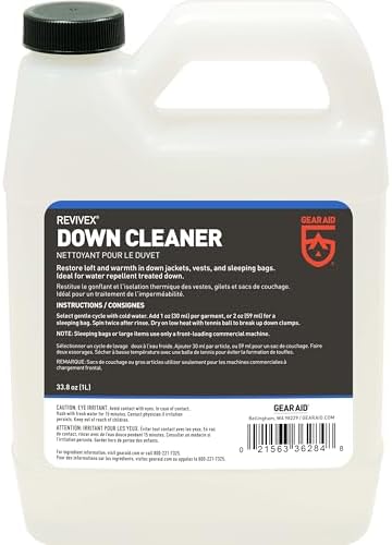 GEAR AID Revivex Down Cleaner for Washing and Restoring Loft in Puffer Jackets, Vests, Blankets, Feather-filled Pillows, Comforters and Sleeping Bags, 1 Liter (33.8 fl oz)