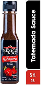 Mexico Lindo Habanero Hot Sauce Xxxtra Hot | 83,200 Scoville Level | Mix of Habanero, Tatemados & Spices | Perfect for Quesadillas, Soups & Nachos | 5 Fl Oz Bottles (Pack of 12)