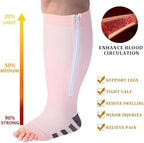 Abodhu Plus Size Compression Socks for Women Open Toe Compression 15-20mmHg Wide Calf Knee High Compression Sock Zipper