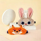 Cute Cartoon Eye Masks for Sleep, Soft Plush Animal Blindfold, Funny Travel Eye Cover for Women Girls Home Travel Daily Use (Gray)