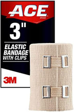 ACE 3 Inch Elastic Bandage with Clips, Beige, Great for Elbow, Ankle, Knee and More, Ideal for Sports, Comfortable Design with Soft Feel, Wash and Reuse (Pack of 3)