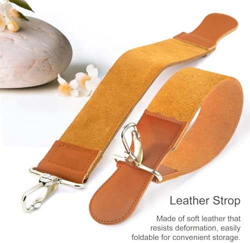 Straight Razor Strop, Leather Sharpening Strap for Barber Use, Brown, J5036