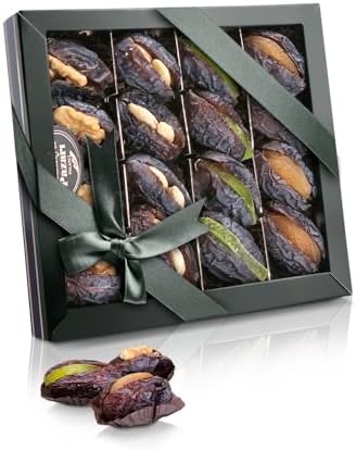 Malatya Pazari Mixed Stuffed Dates Gift Box – Medjool Dates Filled with Nuts & Dried Fruit – Gourmet Healthy Snack & Premium Gift Box, Unique Sweets, Halal, 14.1 Oz (400g)