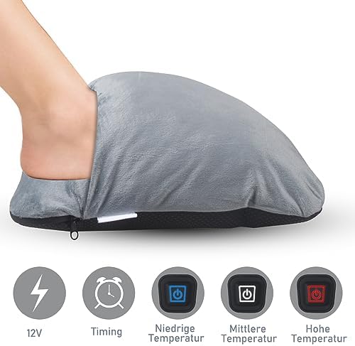 Electric Foot Warmer for Men and Women with Cold feet,Feet Warmer Fast Heating Pad with 3 Temperature Setting,Soft and Breathable Perfect Relaxation Gift,Gray