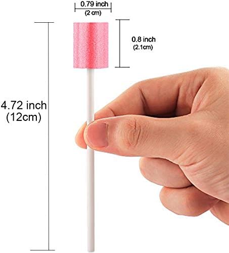 50 Disposable Oral Care Swabs, Sponge Dental Swabsticks Unflavored Sterile(Pink）