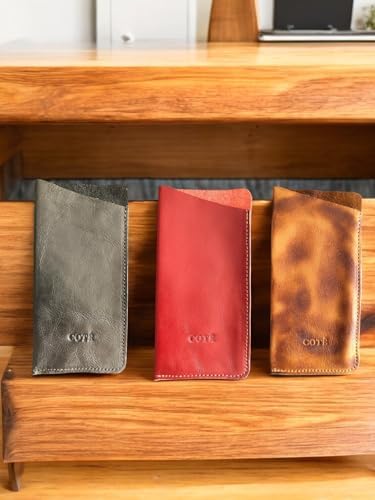 Genuine Leather Glasses Case and Reading Glasses Case 6.69 x 3.54 inches, Available in Red, Brown Beige Black.Glasses