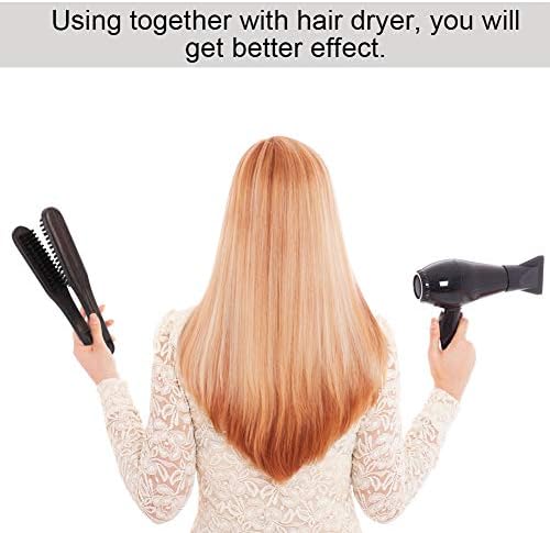 Professional Hairdressing Comb, Clamp Brush for Straightening Hair, Hair Styling Tool, Double Brushes Wooden Anti-static Hair Straightener Tool