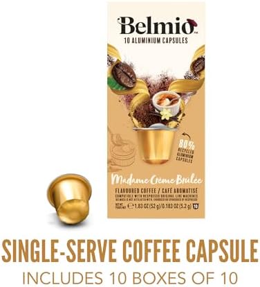 Belmio Madame Crème Brûlée Espresso Coffee Pods – Medium Roast – Creamy & Sweet - Nespresso Original Line Compatible – 10 Count (Pack of 10)