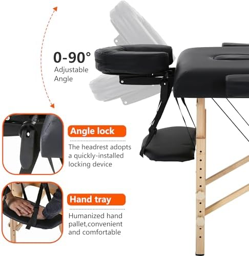PayLessHere Massage Bed Portable Massage Table 24 inch Wide Lash Bed 2 Folding Height Adjustable Spa Table with Non-Woven Bag for Spa Footmassage Facial CareSpa Tattoo