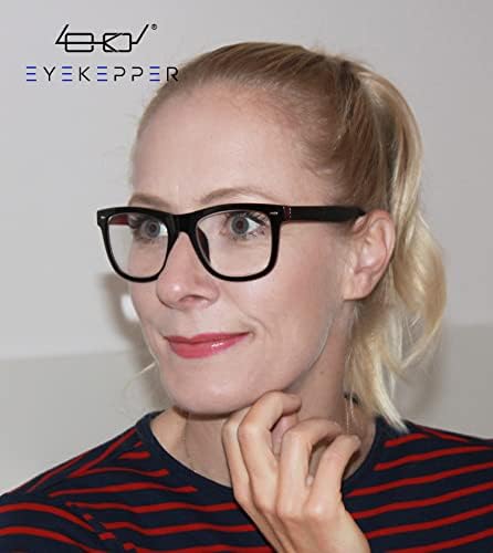 Eyekepper Readers Square Large Lenses Spring-Hinges Reading Glasses Women Black-Red +2.00