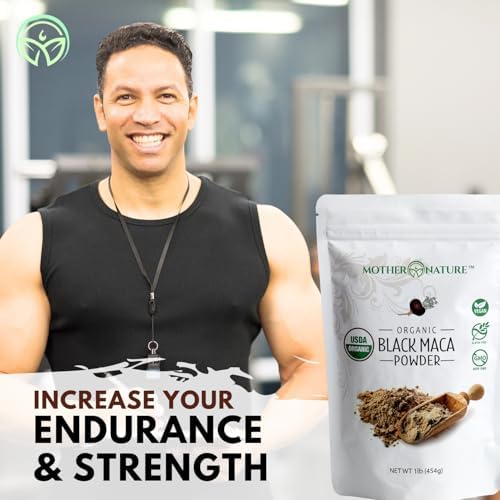 Black Maca Root Powder - Organic Peruvian Maca for Men - Strength, Endurance & Performance Support - Raw, Non-GMO, USDA Certified - 16oz Bulk Supply