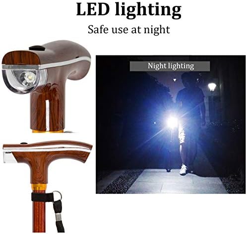 ELQ Aluminum Alloy Walking Cane, Adjustable Walking Stick for Men, Women and Seniors, Lightweight Crutch with Comfortable Handle, Replaceable Base and Wrist Strap,Light Crutch