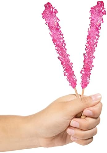 Pink Rock Candy Sugar Sticks - Cherry Flavored - 36 Individually Wrapped Pink Candy