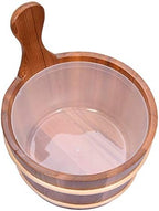 AIZYR Sauna Wooden Bucket and Ladle Kit - Handmade Sauna Spa Accessory with Plastic Liner for Family Sauna Bath