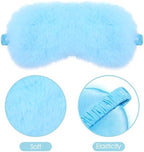 2 Pcs Plush Leopard Eye Mask Soft Sleeping Blindfold Eye Cover Comfortable Furry Faux Fur Sleeping Mask Satin Nap Night Eyeshade Cover for Women Men Gift (Green, Blue)