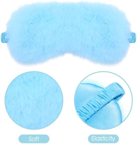 2 Pcs Plush Leopard Eye Mask Soft Sleeping Blindfold Eye Cover Comfortable Furry Faux Fur Sleeping Mask Satin Nap Night Eyeshade Cover for Women Men Gift (Green, Blue)