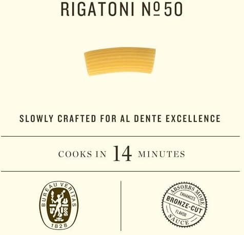 Rummo Rigatoni Pasta N.50 - Rigatoni Pasta Noodles, Italian Tube Pasta, Bronze Cut Pasta, Dry Pasta, Durum Wheat Pasta - 16 Ounce (Pack of 20)