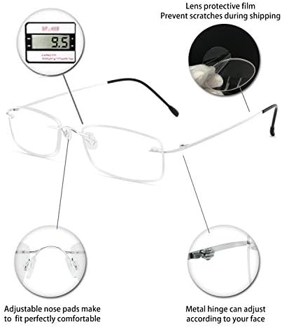 OCCI CHIARI Reading Glasses 2.0 Mens Womens Readers Frameless Durable Spring Hinge 1.0 1.25 1.75 2.0 2.25 2.50 2.75 3.0 3.5