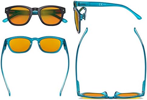 Eyekepper Blue Light Blocking Reading Glasses with Orange Tinted Filter Lens for Sleeping - Anti Blue Ray Computer Readers - Black-Blue +1.75