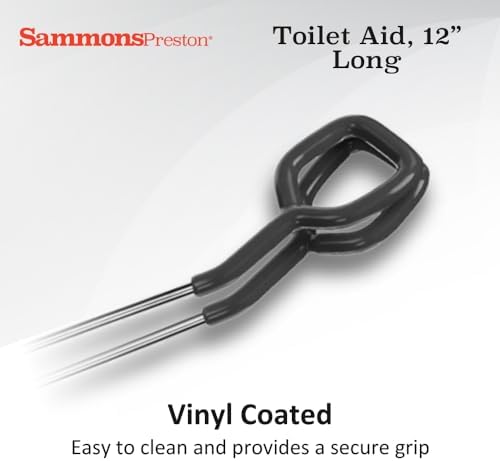 Sammons Preston Toilet Aid, 12" Long Toilet Paper Tongs, Bottom Wiper Aids for Independent Daily Living, Wiping Aid for Bathroom Comfort, Lightweight Self-Wipe Hygiene Assistance Tool