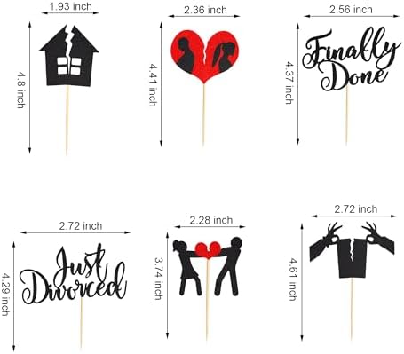 Arthsdite 24Pcs Divorce Cupcake Toppers Glitter Finally Done Just Divorced Cupcake Picks Break Up Theme Cake Decorations for Bye Freedom Bachelor Divorce Party Supplies