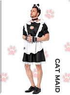 Male Maid Uniforms,Anime French Cat Maid Apron Fancy Dress Cosplay Costume Headwear Collar Cuffs Set