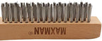 MAXMAN Wire Brush, Heavy Duty Stainless Steel Wire Brushes for Cleaning Rust, Grill Brush, Steel Brush for Paint Removal, Welding, Stiff Bristle Metal Brush with 10" Long Beech Handle, Large, 2Pcs