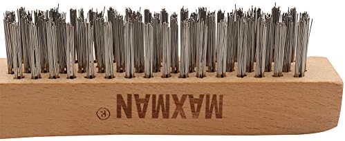 MAXMAN Wire Brush, Heavy Duty Stainless Steel Wire Brushes for Cleaning Rust, Grill Brush, Steel Brush for Paint Removal, Welding, Stiff Bristle Metal Brush with 10" Long Beech Handle, Large, 2Pcs