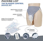 Wearable Urine Collector for Men with Silicone Urine Cup Adjustable Support Pants and Dual Urinary Bags 2000ml Night Use and 1000ml Day Use External Catheter for Men, Elderly Men Grey