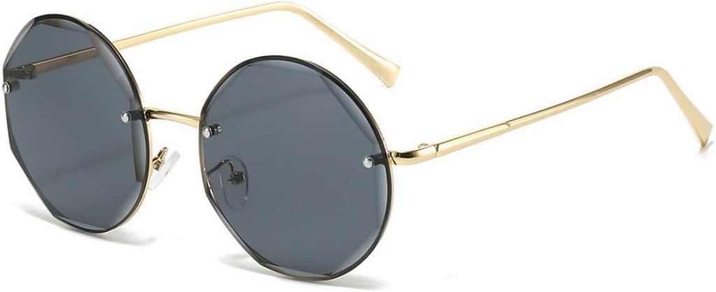 Men Women Round Metal Rimless Frame Outdoor Tinted Reading Glasses Anti-UV Sun Reader
