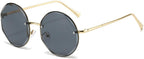 Men Women Round Metal Rimless Frame Outdoor Tinted Reading Glasses Anti-UV Sun Reader
