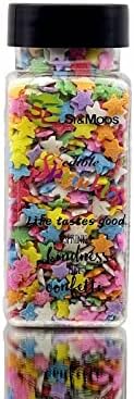 SE Si&Moos Rainbow Star Sprinkles for Cake Decorating Edible Confetti Sprinkles Rainbow Sprinkles Edible Star Cake Decorations , Cupcake, Ice Cream, Dessert Toppings Party Baby Shower Holiday Supplies 3 OZ