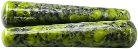 Amazing Gemstone Green Jade Crystal Wand Massage Stick - Pelvic Wand Gua Sha for Adults - Crystals and Healing Stones Massage Wands for Adults Gifts (Smooth)