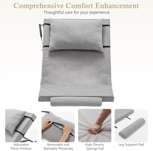Electric Lift Bed Backrest, Gray, 661.39lb Capacity, 2-80° Adjustable, Cotton-Linen Cushion with Headrest, Remote Control for Seniors and Rehab