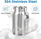 304 Stainless Steel 20 Liter Milk Can, 5.25 Gallon Wine Pail Bucket with Spigot and Sealed Lid, Heavy Duty