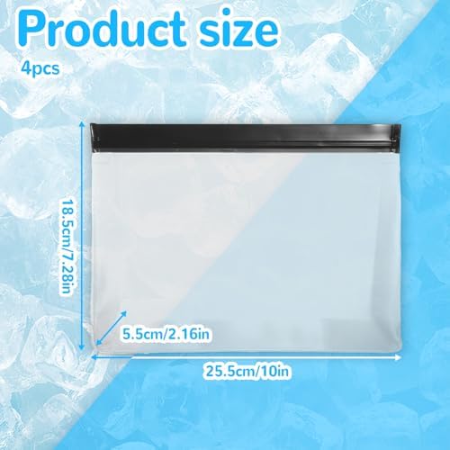 4 pcs Clear Leak Proof Freezer Bag Reusable Ice Storage Bags Ice Cube Storage Bags Freezer Holder Container with Secure Zip Seal Close Design for Travel Food Whiskey Bourbon Cocktails