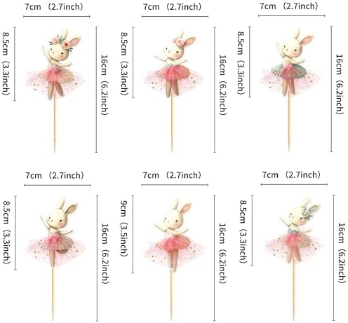 30 PCS Easter Cupcake topper Bunny Cupcake Toppers Easter Egg Cupcake Topper Rabbit Party Cake Topper Decorations (Brown) (Pink TUTU)