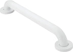 Moen R8712W Bathroom Safety 12-Inch Stainless Steel Bathroom Grab Bar with Concealed Screws, Glacier White