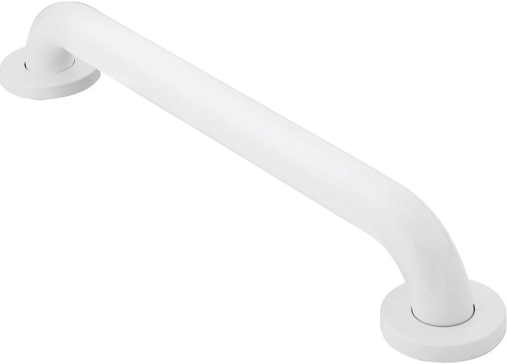Moen Glacier White Bathroom Safety 24-Inch Shower Grab Bar with Concealed Screws for Handicapped or Elderly, R8724W